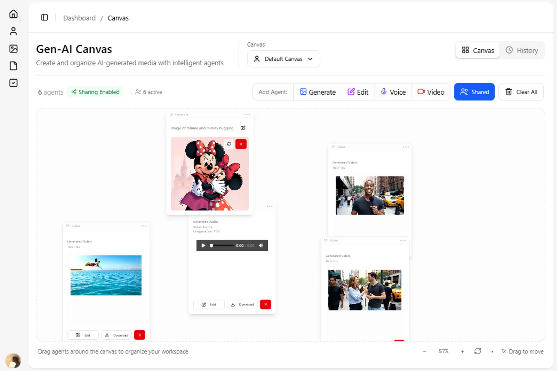 Preview of Gen AI Canvas with Convex, Cloudflare Workers & SolidJS